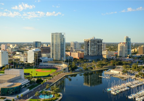 An aerial view of St. Petersburg FL